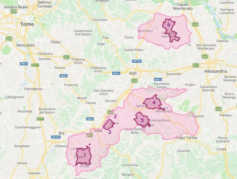 Langhe Roero & Monferrato Unesco Heritage map​​