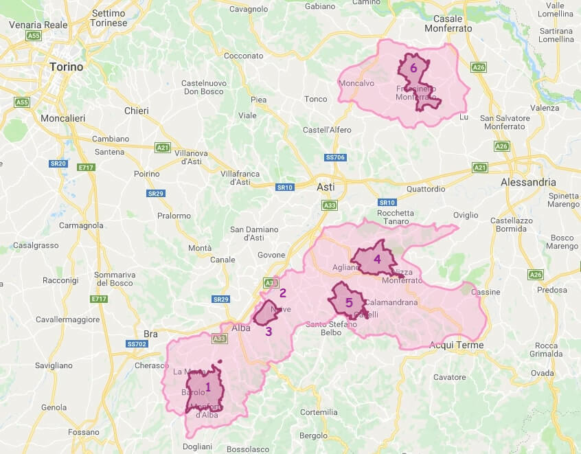 Langhe, Roero & Monferrato Unesco Heritage map​​