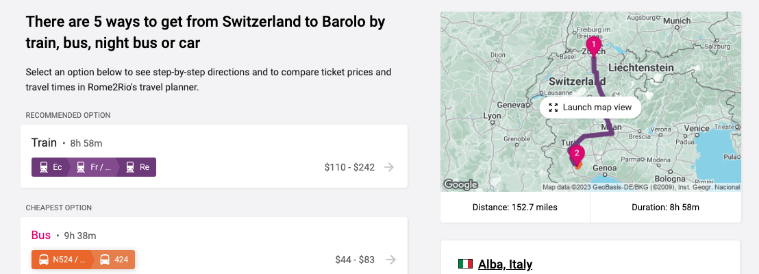 Switzerland to Barolo